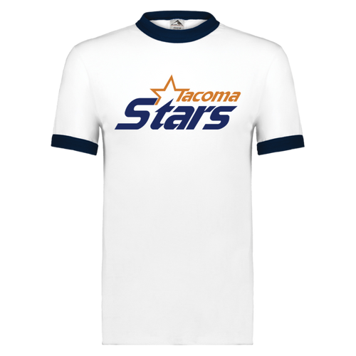 Tacoma Stars Ringer T-shirt MISL Soccer color White/Navy