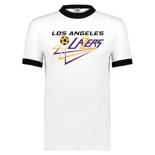 Los Angeles Lazers Ringer T-shirt MISL Soccer color White/Black