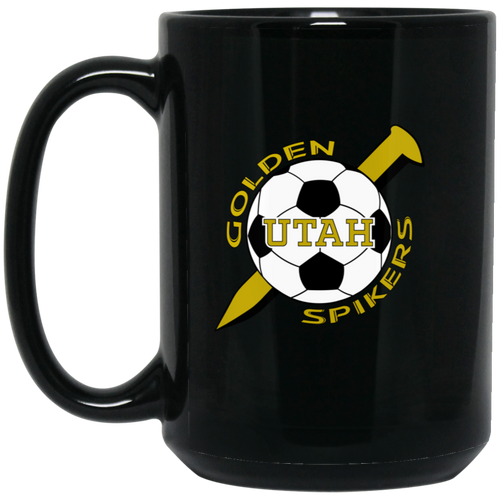 Utah Golden Spikers Mug 15 oz. Black Glossy Ceramic ASL Soccer