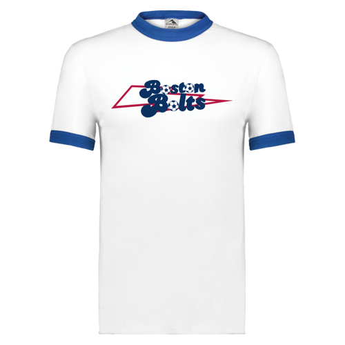 Boston Bolts Ringer T-shirt ASL Soccer color White/Royal Blue