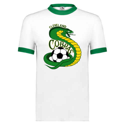 Cleveland Cobras Ringer T-shirt ASL Soccer color White/Kelly Green