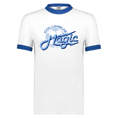 Columbus Magic Ringer T-shirt ASL Soccer color White/Royal Blue