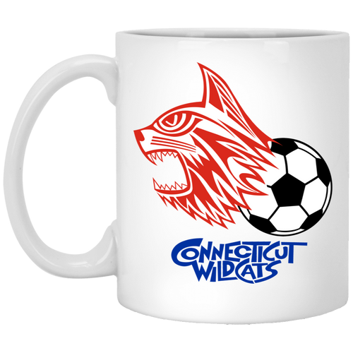 Connecticut Wildcats Mug 11oz White Glossy Ceramic ASL Soccer