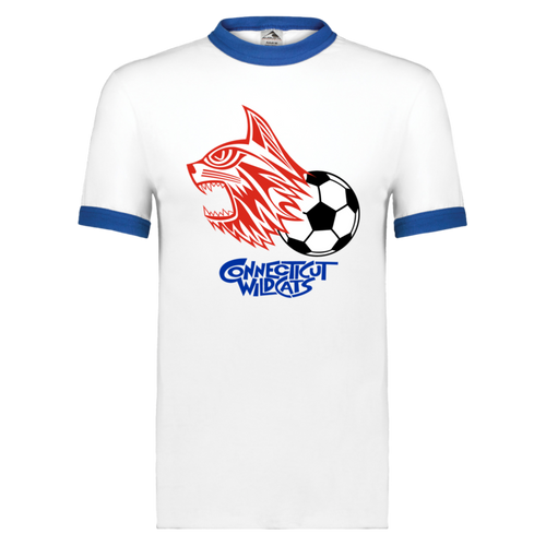 Connecticut Wildcats Ringer T-shirt ASL Soccer color White/Royal Blue