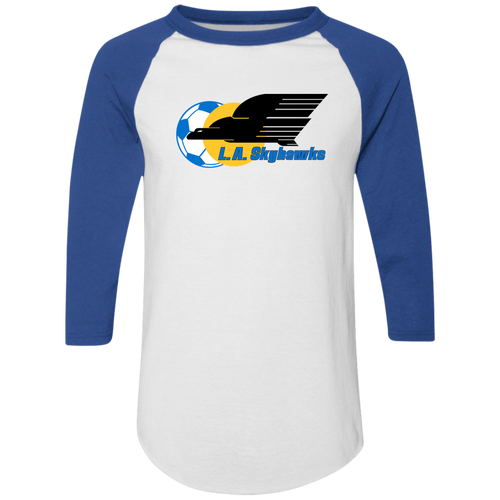 Los Angeles Skyhawks Raglan Shirt Colorblock ASL Soccer color White/Royal Blue