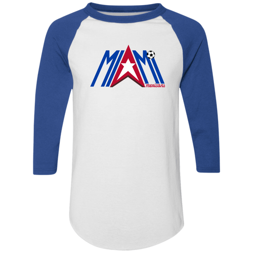 Miami Americans Raglan Shirt Colorblock ASL Soccer color White/Royal BLue