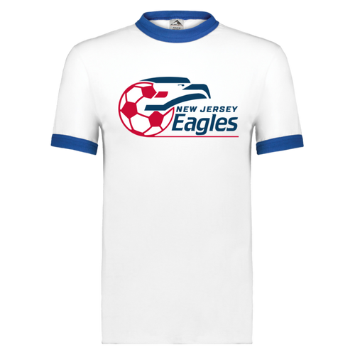 New Jersey Eagles Ringer T-shirt ASL Soccer color White/Royal Blue
