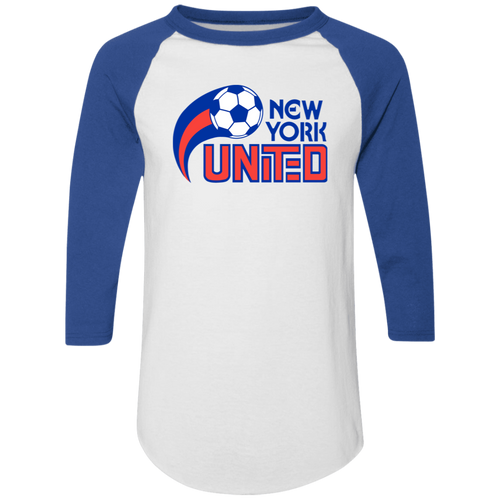 New York United Raglan Shirt Colorblock ASL Soccer color White/Royal Blue