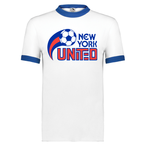 New York United Ringer T-shirt ASL Soccer color White/Royal Blue