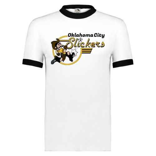 Oklahoma City Slickers Ringer T-shirt ASL Soccer color White/Black