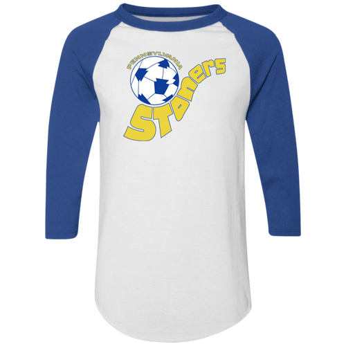 Pennsylvania Stoners Raglan Shirt Colorblock ASL Soccer color White/Royal Blue
