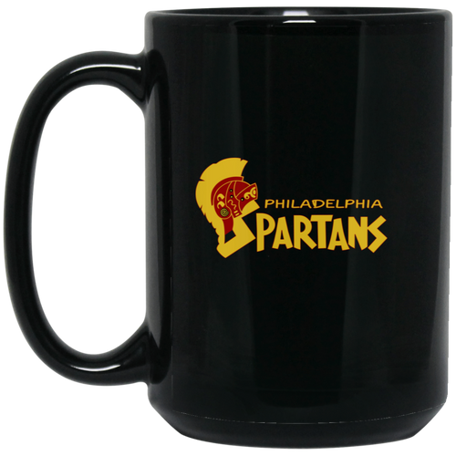 Philadelphia Spartans Mug 15 oz. Black Glossy Ceramic ASL Soccer