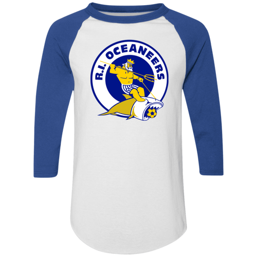 Rhode Island Oceaneers Raglan Shirt Colorblock ASL Soccer color White/Royal Blue
