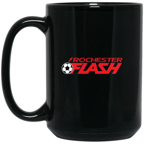 Rochester Flash Mug 15 oz. Black Glossy Ceramic ASL Soccer