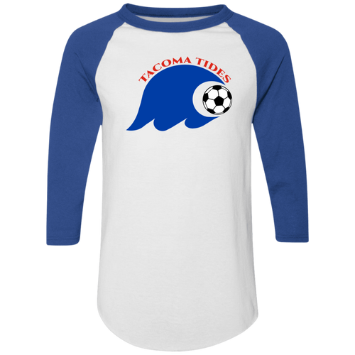 Tacoma Tides Raglan Shirt Colorblock ASL Soccer color White/Royal Blue