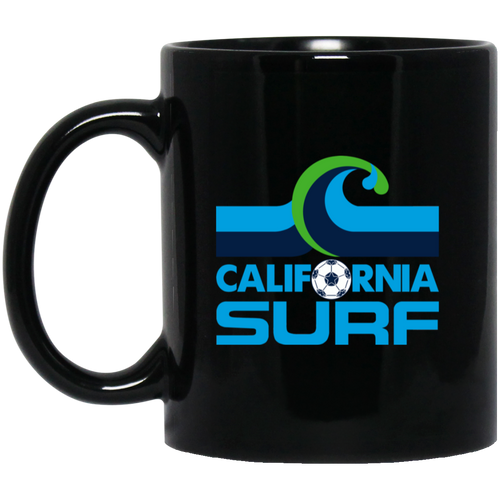 California Surf Mug 11 oz. Black Glossy Ceramic NASL Soccer