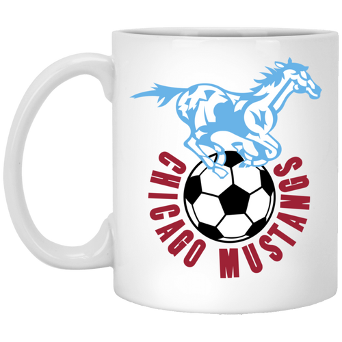 Chicago Mustangs Mug 11 oz. White Glossy Ceramic NASL Soccer color White