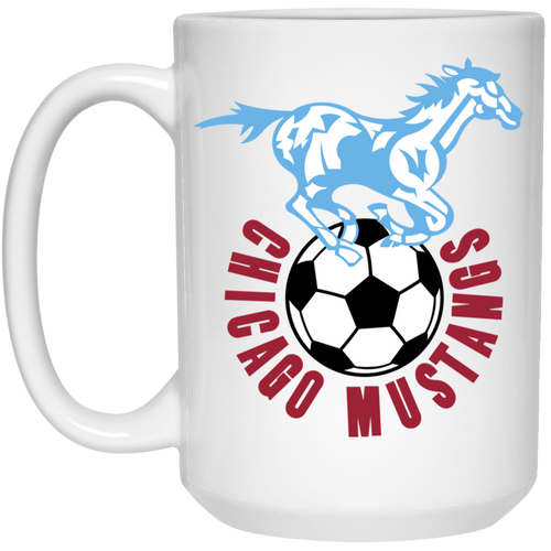 Chicago Mustangs Mug 15 oz. White Glossy Ceramic NASL Soccer