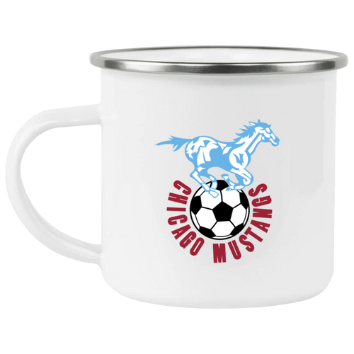 Chicago Mustangs Camping Mug 12 oz. Enamel NASL Soccer color White