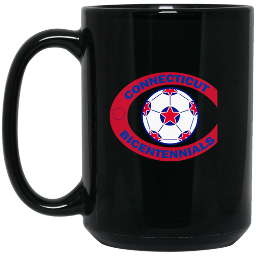 Connecticut Bicentennials Mug 15 oz. Black Glossy Ceramic NASL Soccer