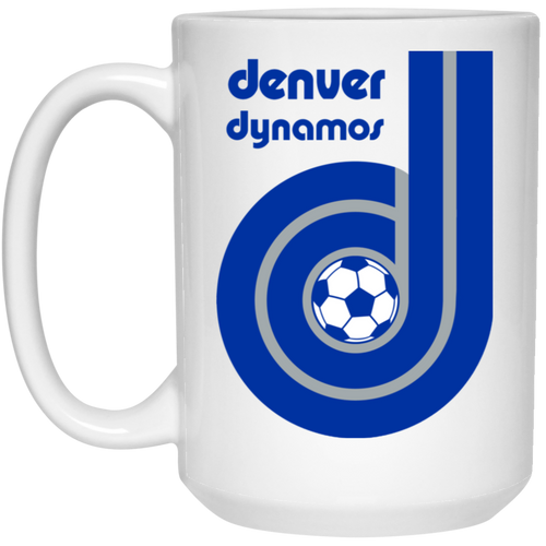Denver Dynamos Mug 15 oz. White Glossy Ceramic NASL Soccer