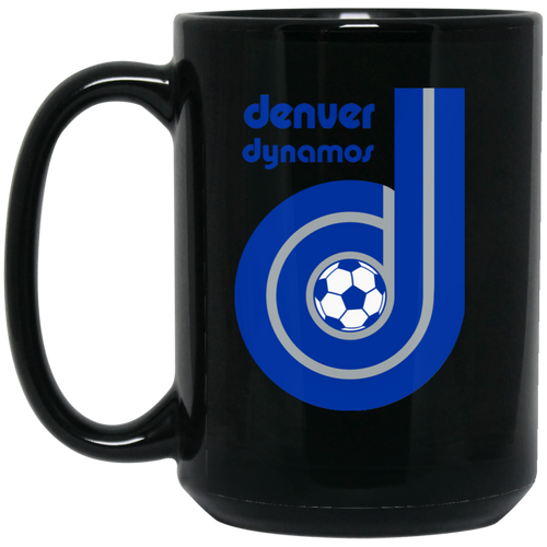 Denver Dynamos Mug 15 oz. Black Glossy Ceramic NASL Soccer