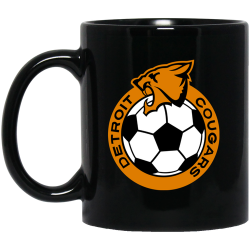 Detroit Cougars Mug 11 oz. Black Glossy Ceramic NASL Soccer