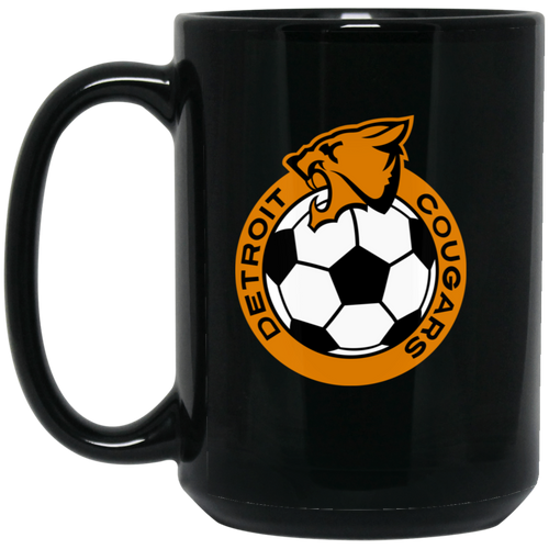 Detroit Cougars Mug 15 oz. Black Glossy Ceramic NASL Soccer