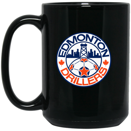 Edmonton Drillers Mug 15 oz. Black Glossy Ceramic NASL Soccer