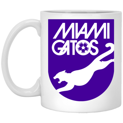 Miami Gatos Mug 11 oz. Glossy Ceramic NASL Soccer color White