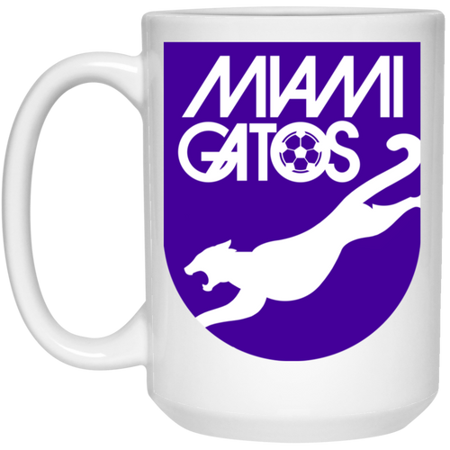 Miami Gatos Mug 15 oz. White Glossy Ceramic NASL Soccer
