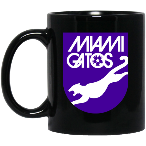 Miami Gatos Mug 11 oz. Black Glossy Ceramic NASL Soccer