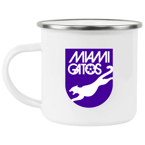 Miami Gatos Camping Mug 12 oz. Enamel NASL Soccer color White