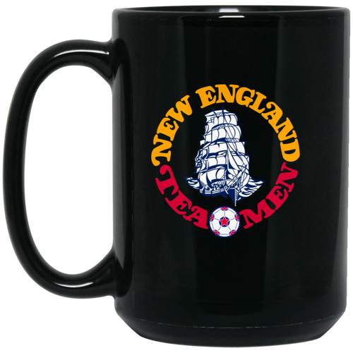 New England Tea Men Mug 15 oz. Black Glossy Ceramic NASL Soccer