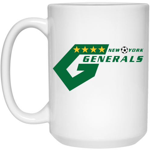 New York Generals Mug 15 oz. White Glossy Ceramic NASL Soccer