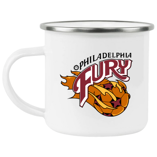 Philadelphia Fury Camping Mug 12 oz. Enamel NASL Soccer color White
