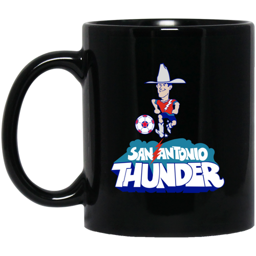 San Antonio Thunder Mug 11 oz. Black Glossy Ceramic NASL Soccer