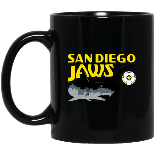 San Diego Jaws Mug 11 oz. Black Glossy Ceramic NASL Soccer