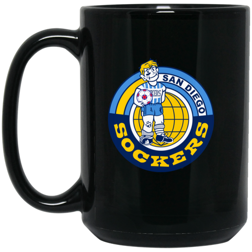 San Diego Sockers Mug 15 oz. Black Glossy Ceramic NASL Soccer