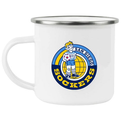 San Diego Sockers Camping Mug 12 oz. Enamel NASL Soccer color White