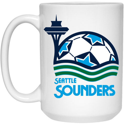 Seattle Sounders Mug 15 oz. White Glossy Ceramic NASL Soccer