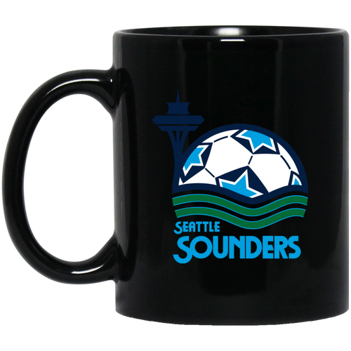 Seattle Sounders Mug 11 oz. Black Glossy Ceramic NASL Soccer