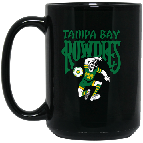 Tampa Bay Rowdies Mug 15 oz. Black Glossy Ceramic NASL Soccer