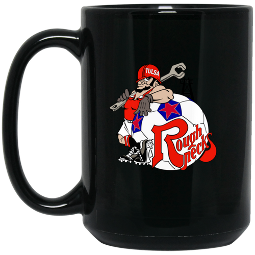 Tulsa Roughnecks Mug 15 oz. Black Glossy Ceramic NASL Soccer