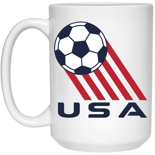 USA Team Mug 15 oz. White Glossy Ceramic Soccer