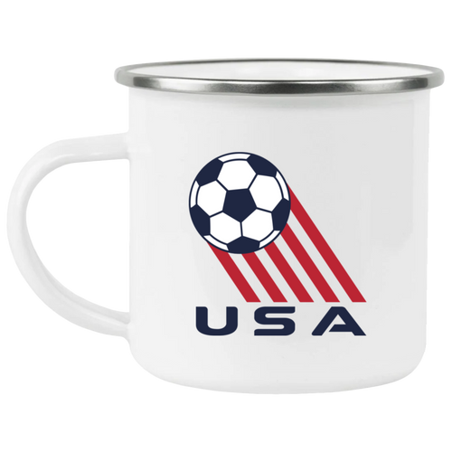 USA Team Camping Mug 12 oz. Enamel NASL Soccer color White