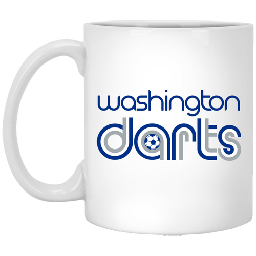 Washington Darts Mug 11 oz. Glossy Ceramic NASL Soccer color White