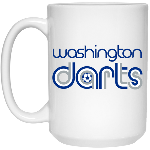 Washington Darts Mug 15 oz. White Glossy Ceramic NASL Soccer