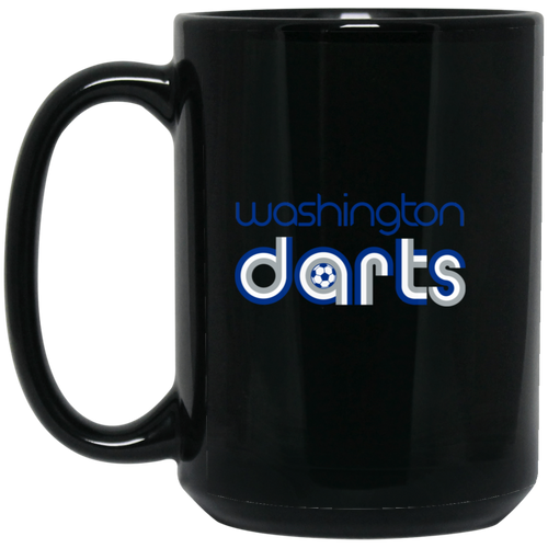 Washington Darts Mug 15 oz. Black Glossy Ceramic NASL Soccer