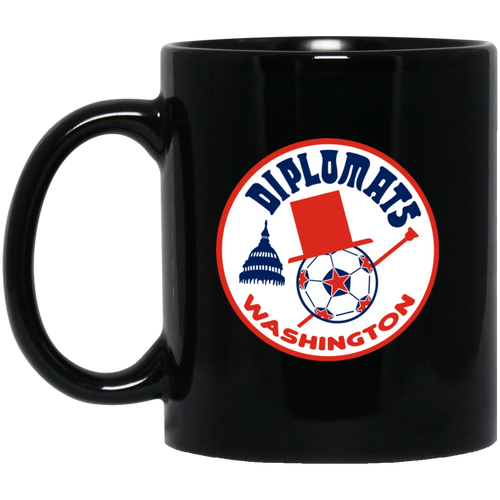 Washington Diplomats Mug 11 oz. Black Glossy Ceramic NASL Soccer